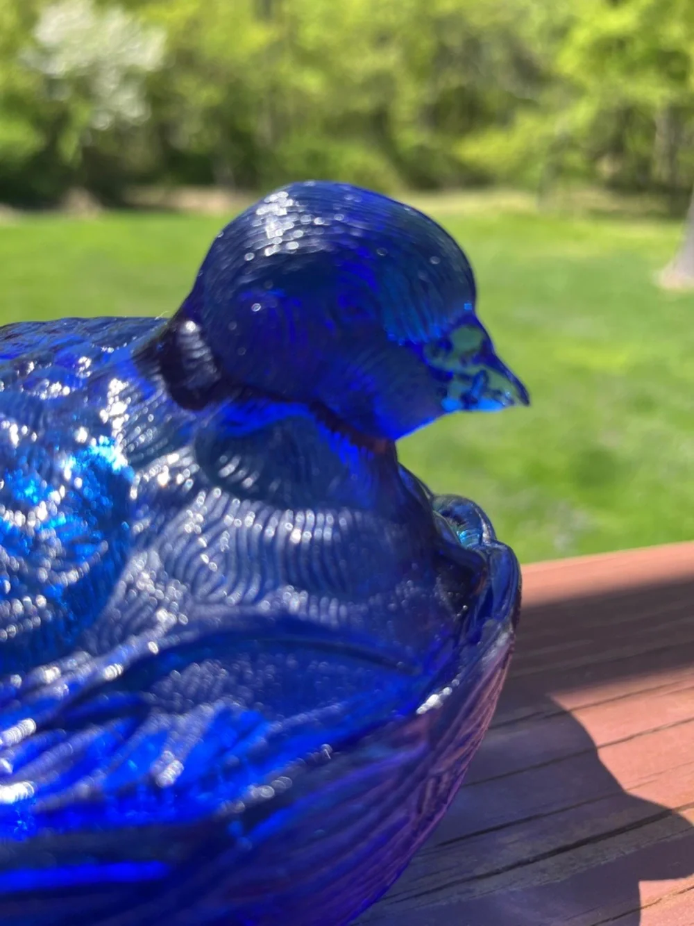 Cobalt Blue Bird On Nest 2 Piece Lidded Candy Dish Dove Robin